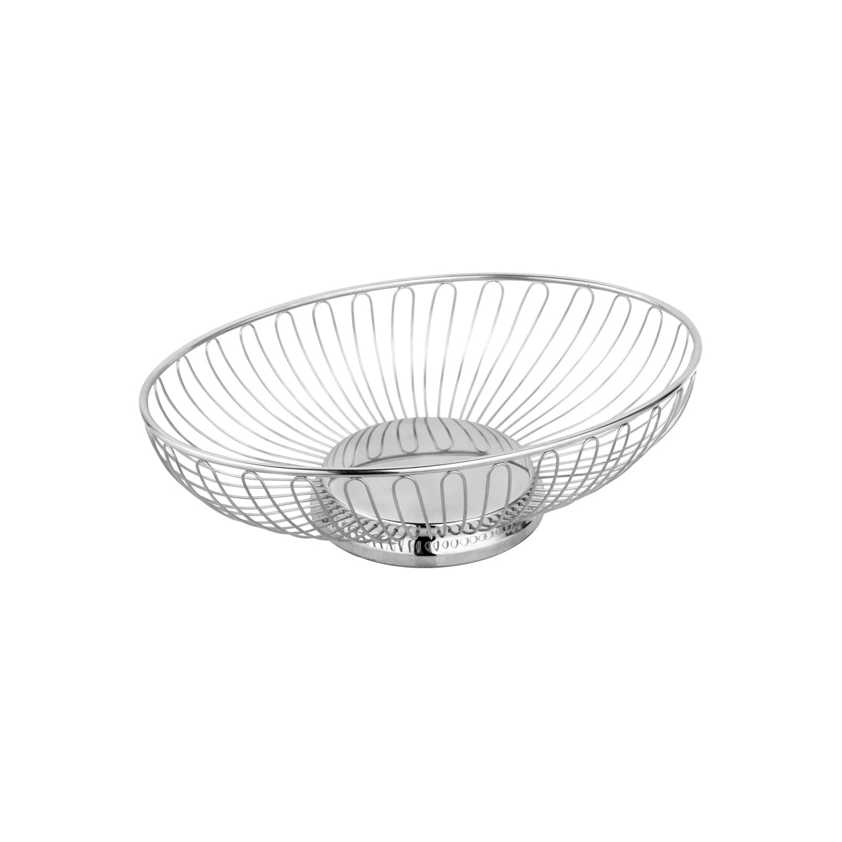 Chef Inox Oval Wire Basket Solid Base Stainless Steel 275x225x88mm