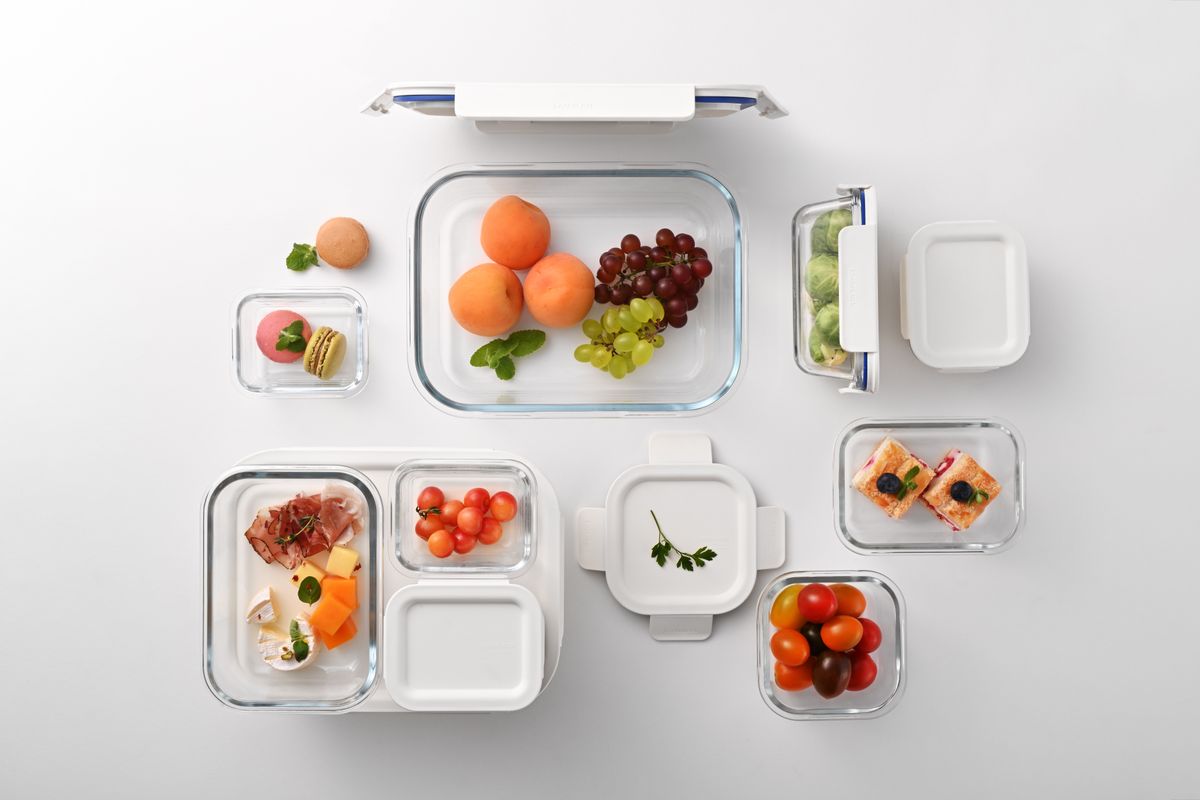 LocknLock Clear Glass White Rect Container- 160ml