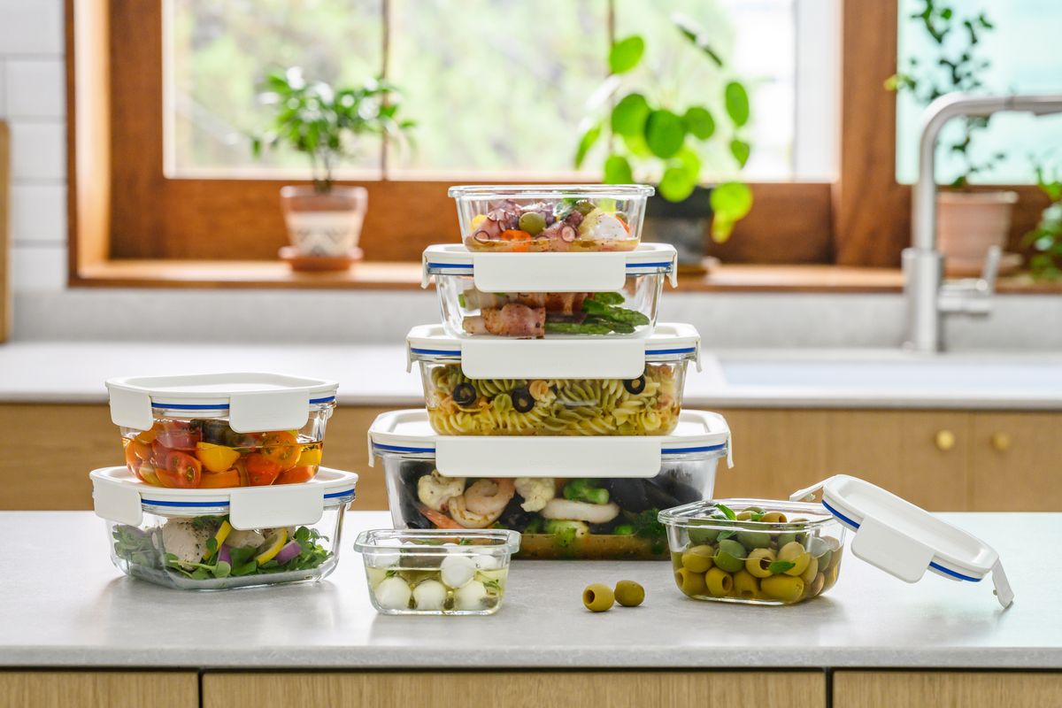 LocknLock Clear Glass White Rect Container- 160ml