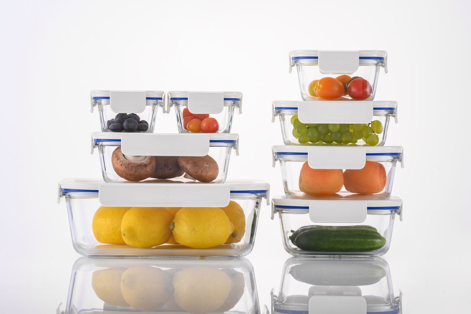 LocknLock Clear Glass White Rect Container -630ml