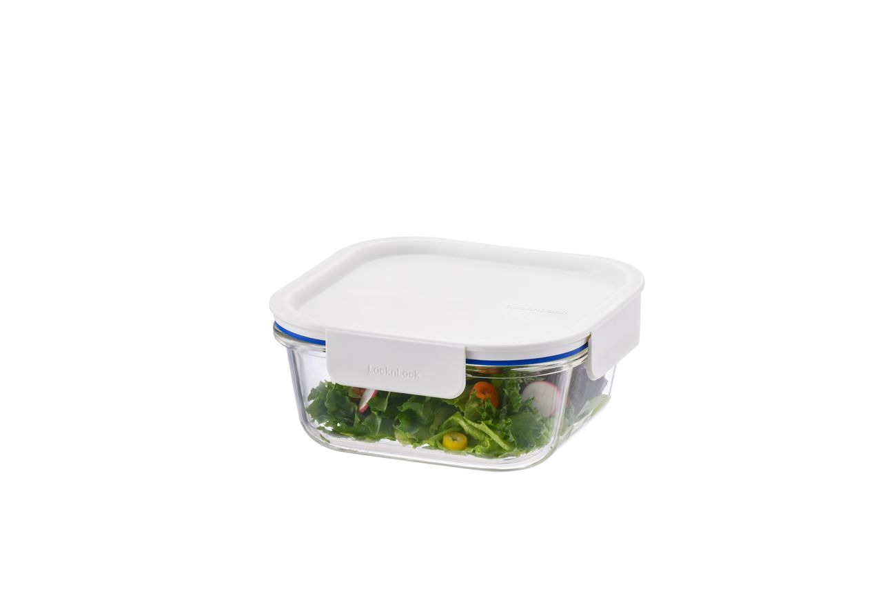 LocknLock Clear Glass White Square Container - 750ml