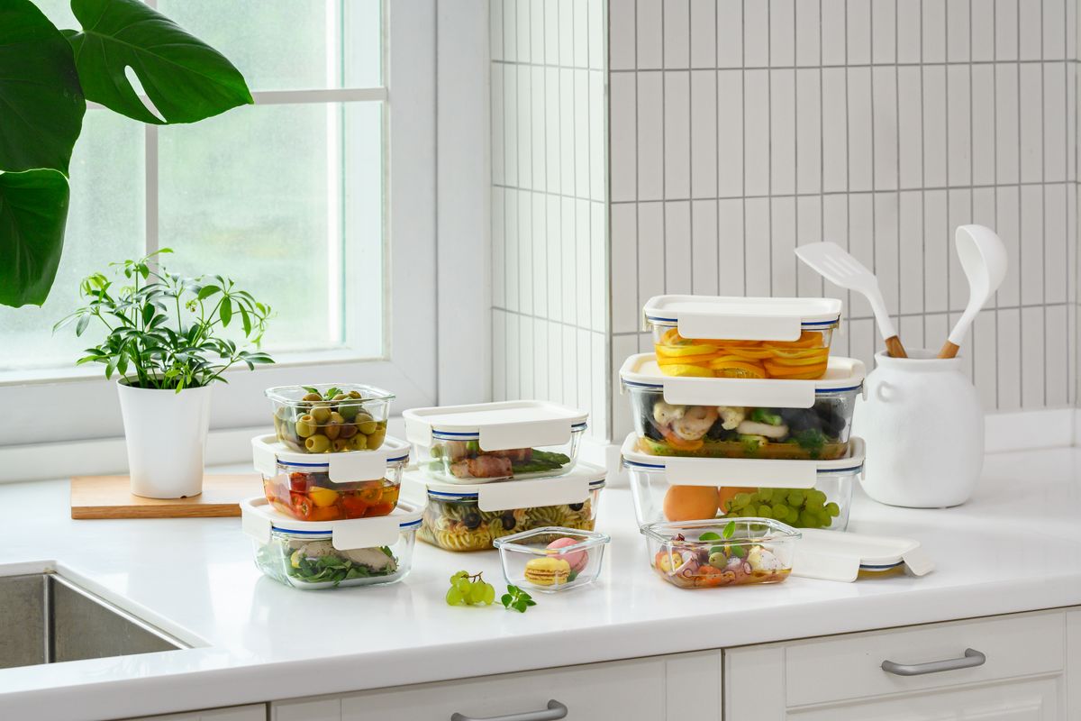 LocknLock Clear Glass White Square Container - 750ml