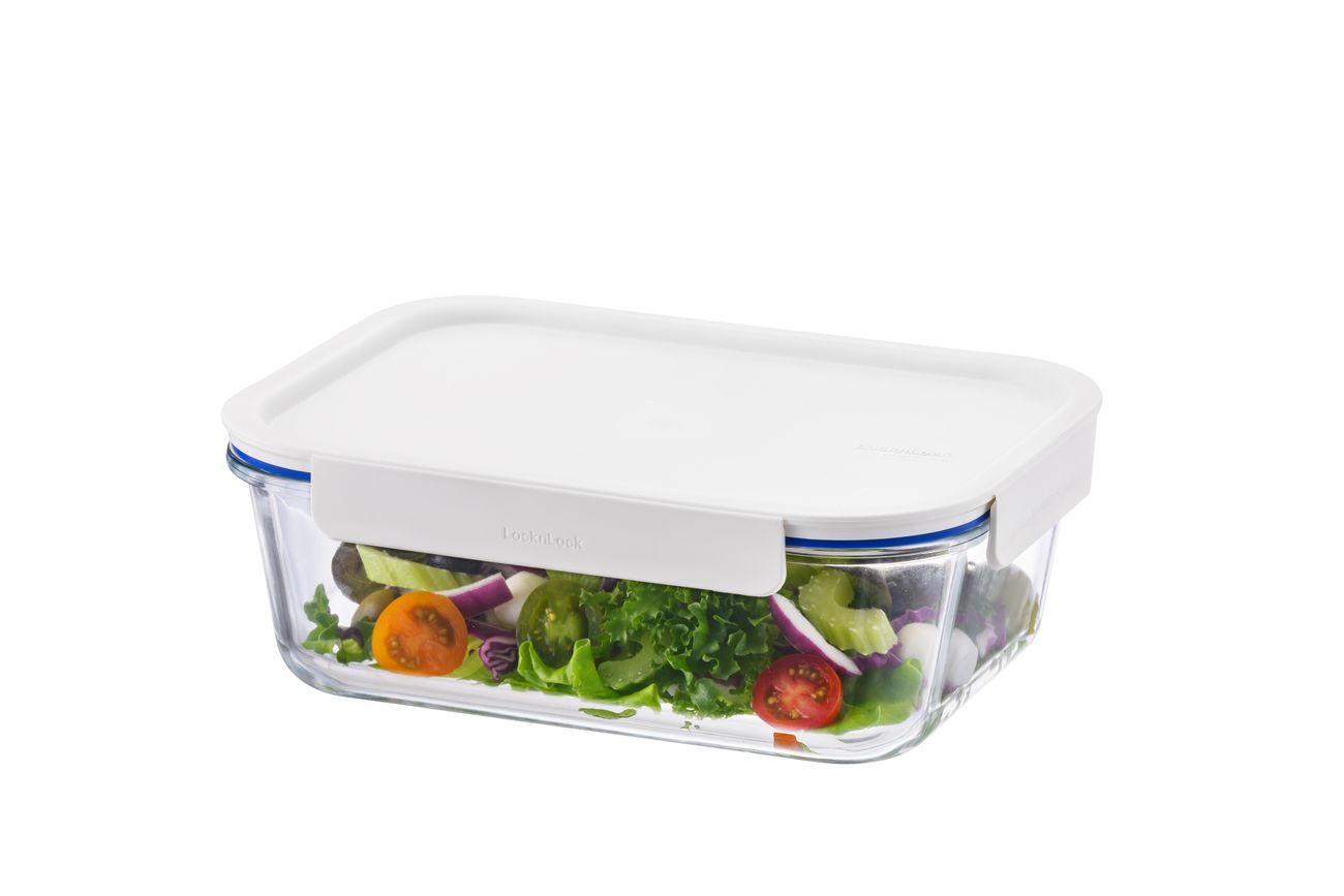LocknLock Clear Glass White Rect Container - 2L
