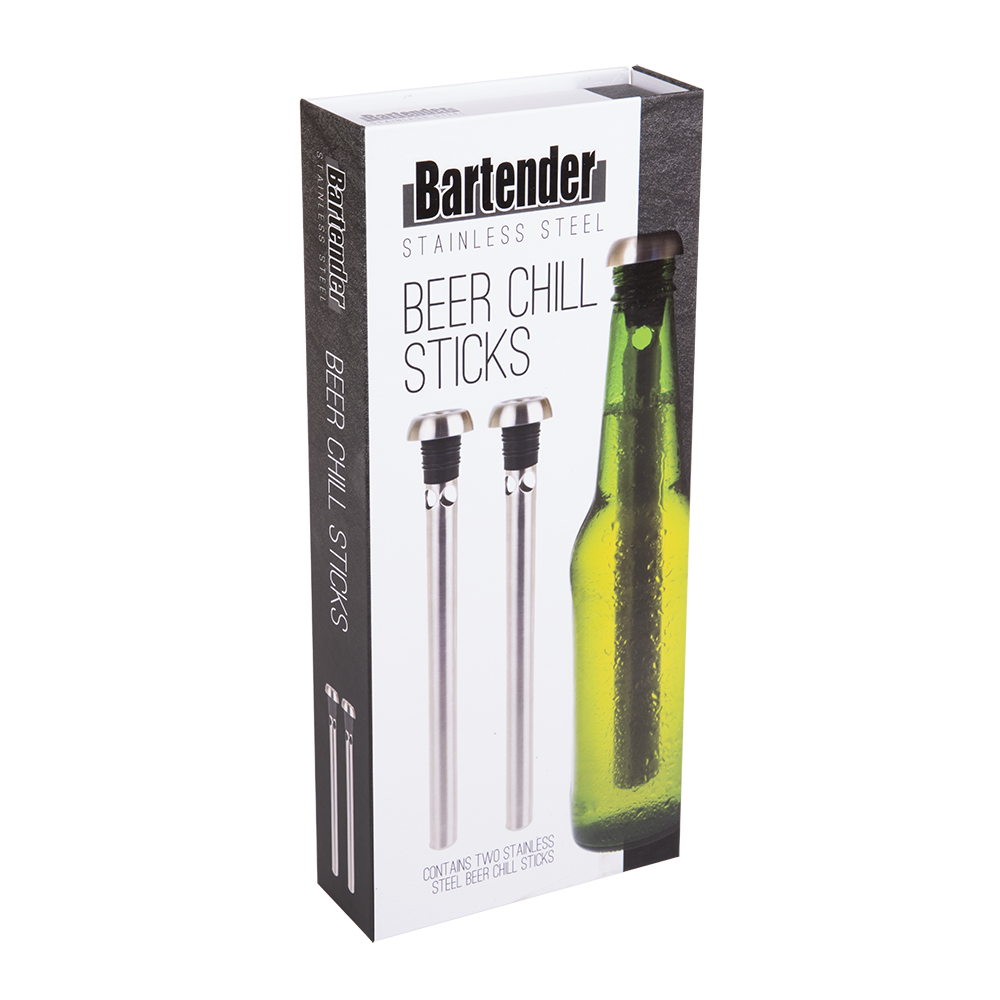 Bartender Stainless Steel Beer Chill Sticks Set 2