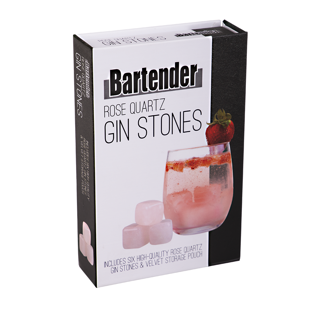Bartender Rose Quartz Gin Stones Set 6 W/ Bag