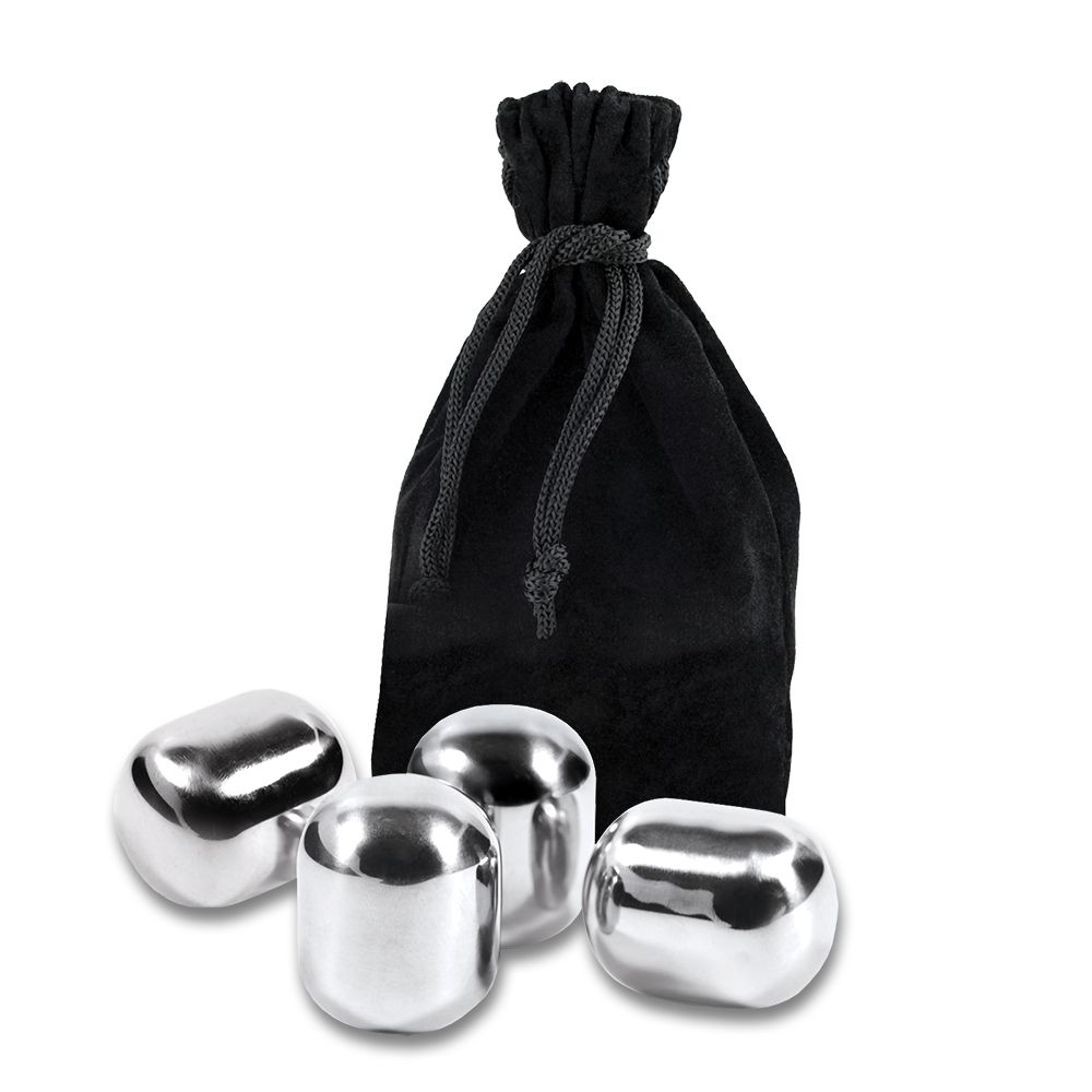 Bartender Stainless Steel Wine Pearls Set 4 W/ Bag