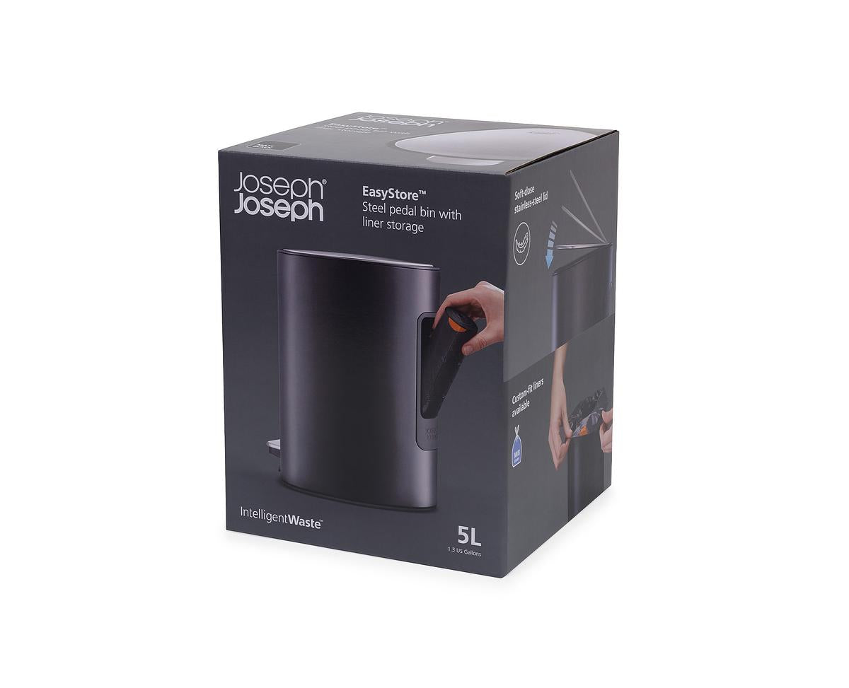Joseph Joseph Easystore Steel 5-Litre Pedal Bin With Liner Storage