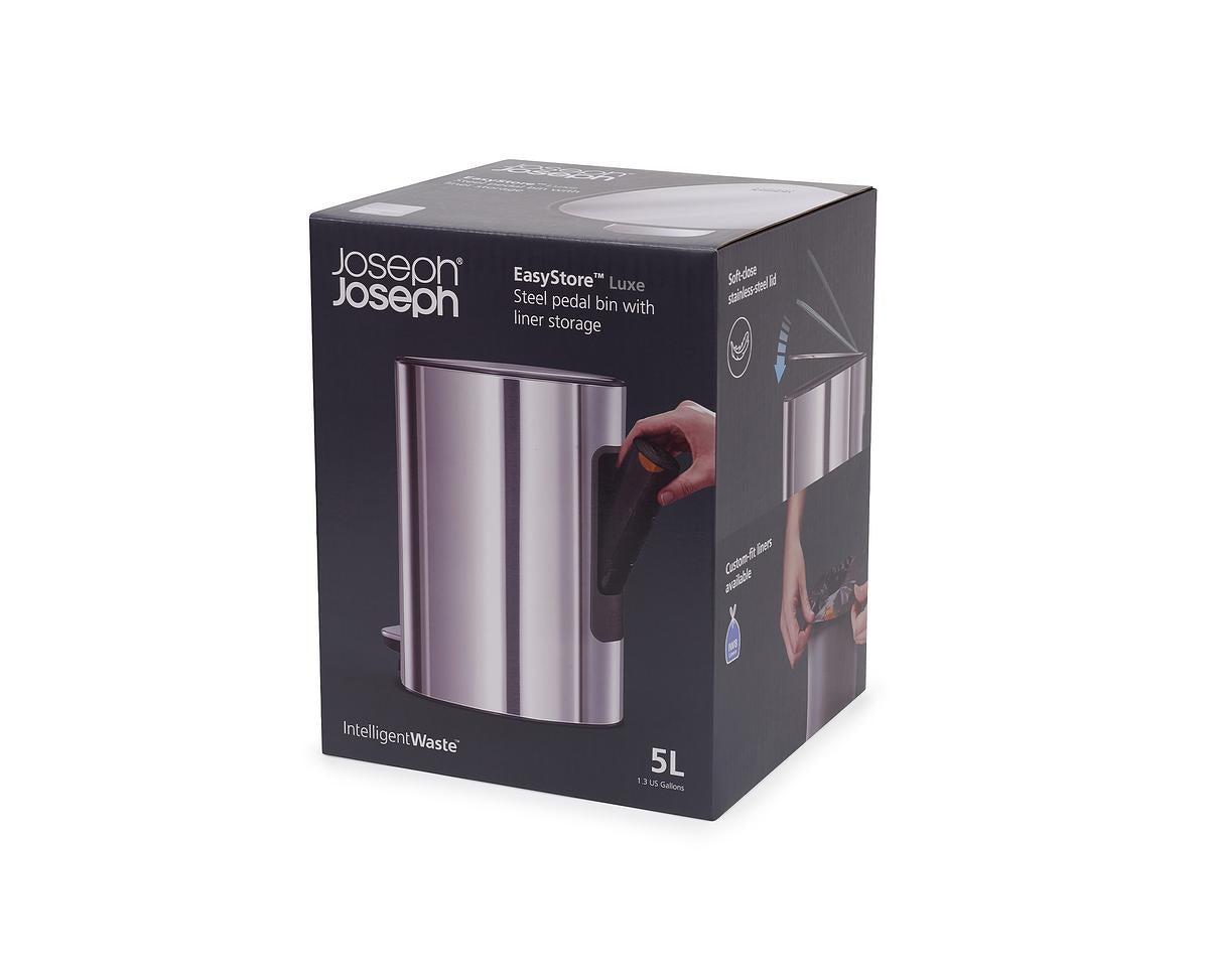 Joseph Joseph Easystore Luxe Stainless-Steel 5-Litre Pedal Bin With  Liner Storage