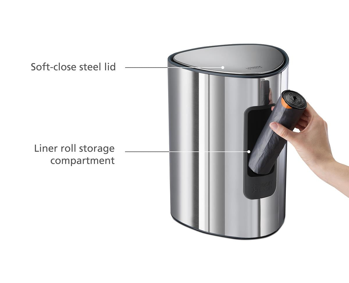 Joseph Joseph Easystore Luxe Stainless-Steel 5-Litre Pedal Bin With  Liner Storage