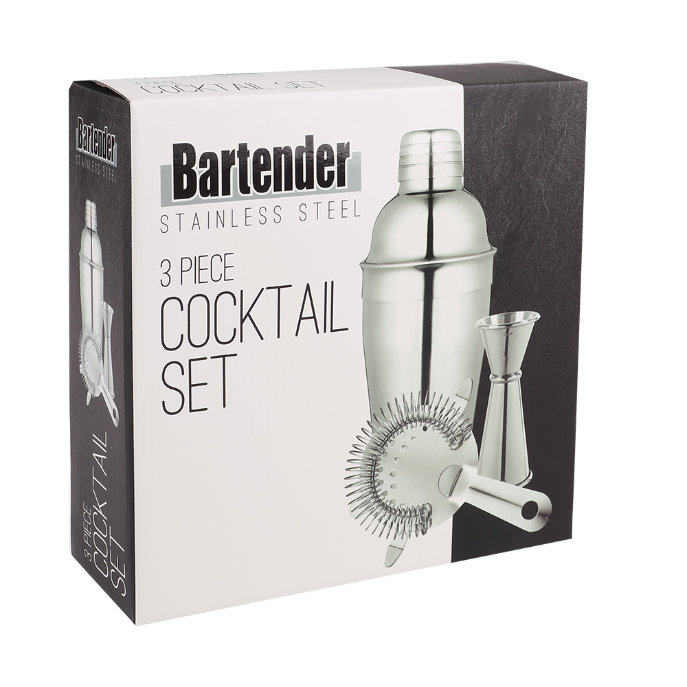 Bartender 3 Piece Stainless Steel Cocktail Set