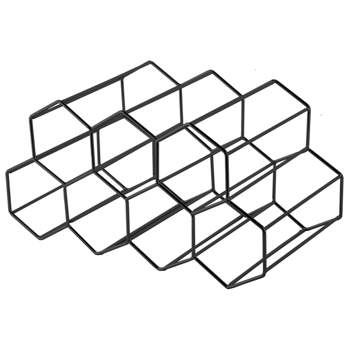 Bartender 9 Bottle Hexagonal Wine Rack - Black
