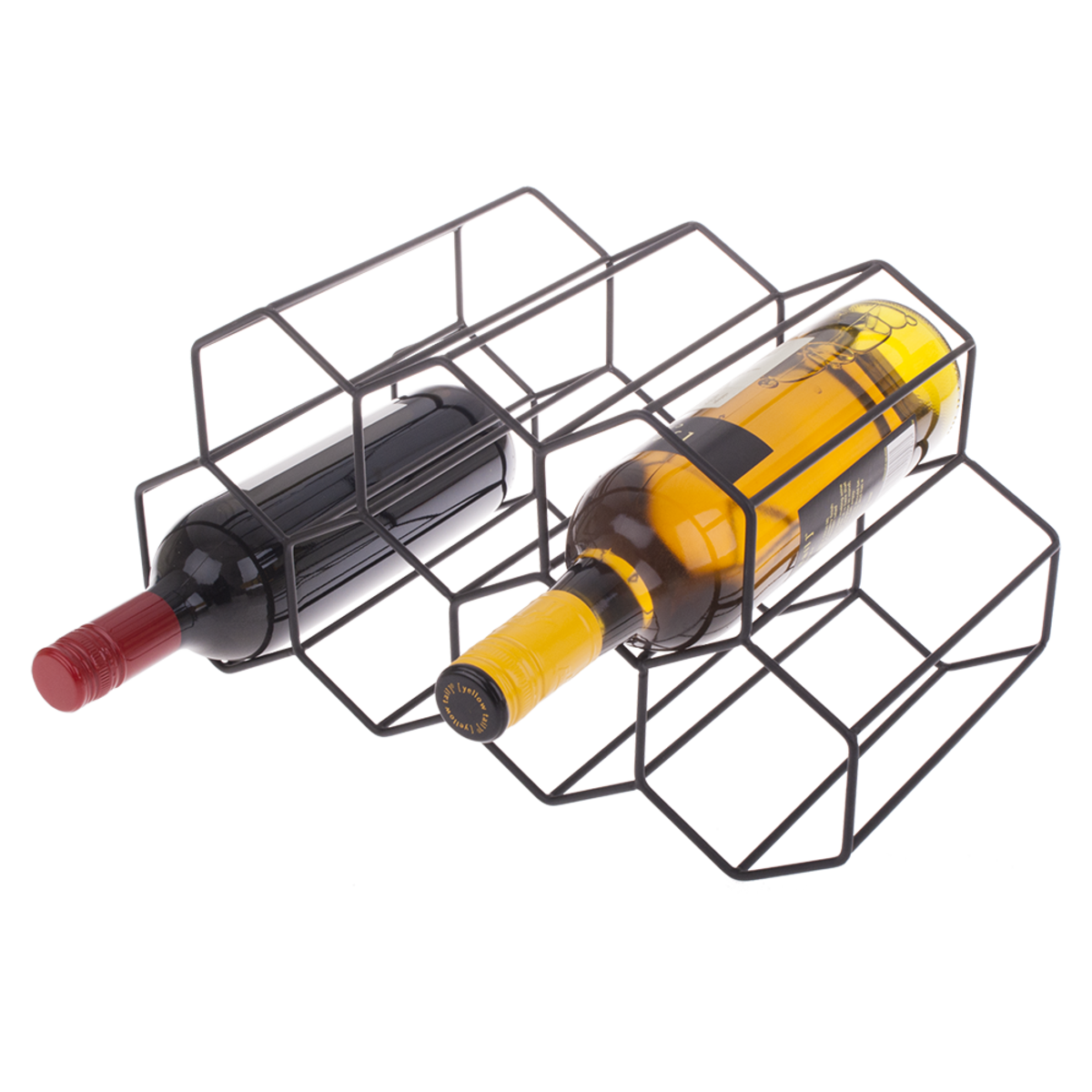 Bartender 9 Bottle Hexagonal Wine Rack - Black