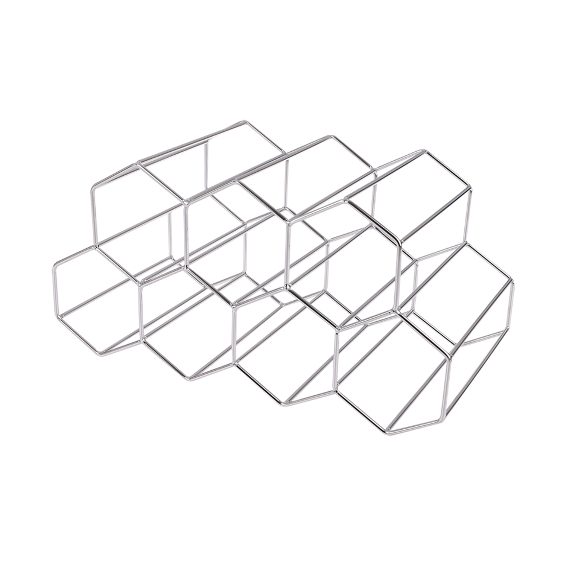 Bartender 9 Bottle Hexagonal Wine Rack - Chrome