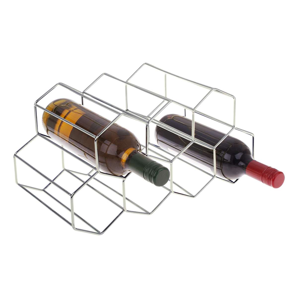 Bartender 9 Bottle Hexagonal Wine Rack - Chrome