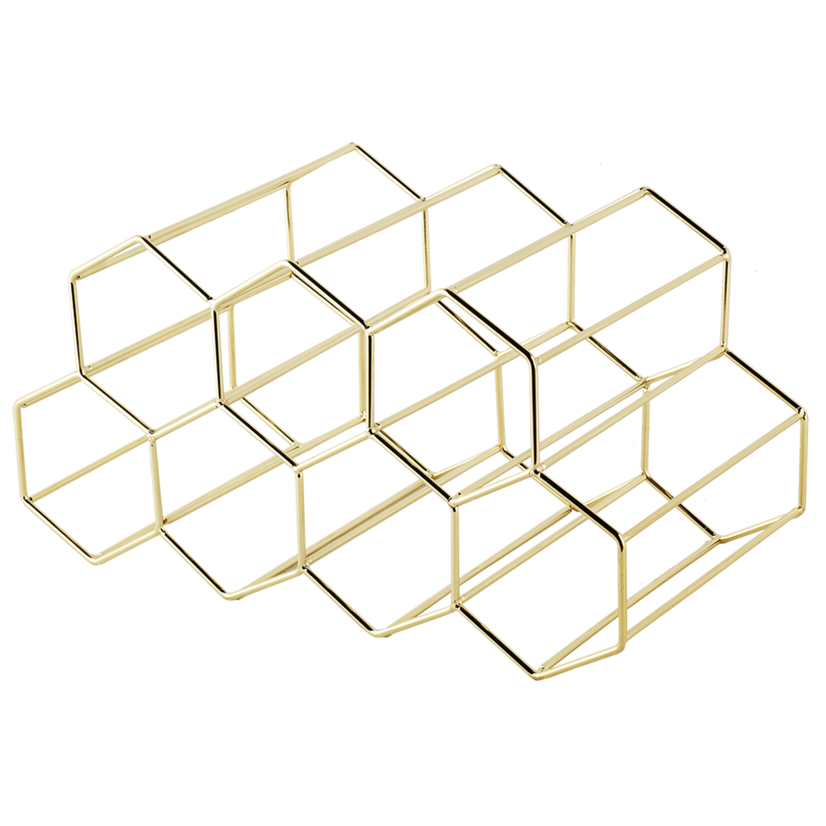 Bartender 9 Bottle Hexagonal Wine Rack - Gold