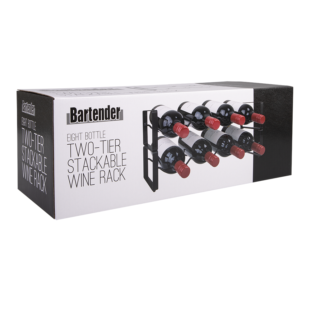 Bartender 2-Tier 8 Bottle Stackable Wine Rack - Black