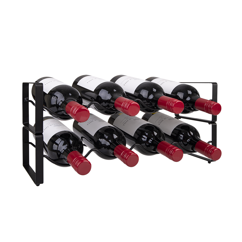 Bartender 2-Tier 8 Bottle Stackable Wine Rack - Black