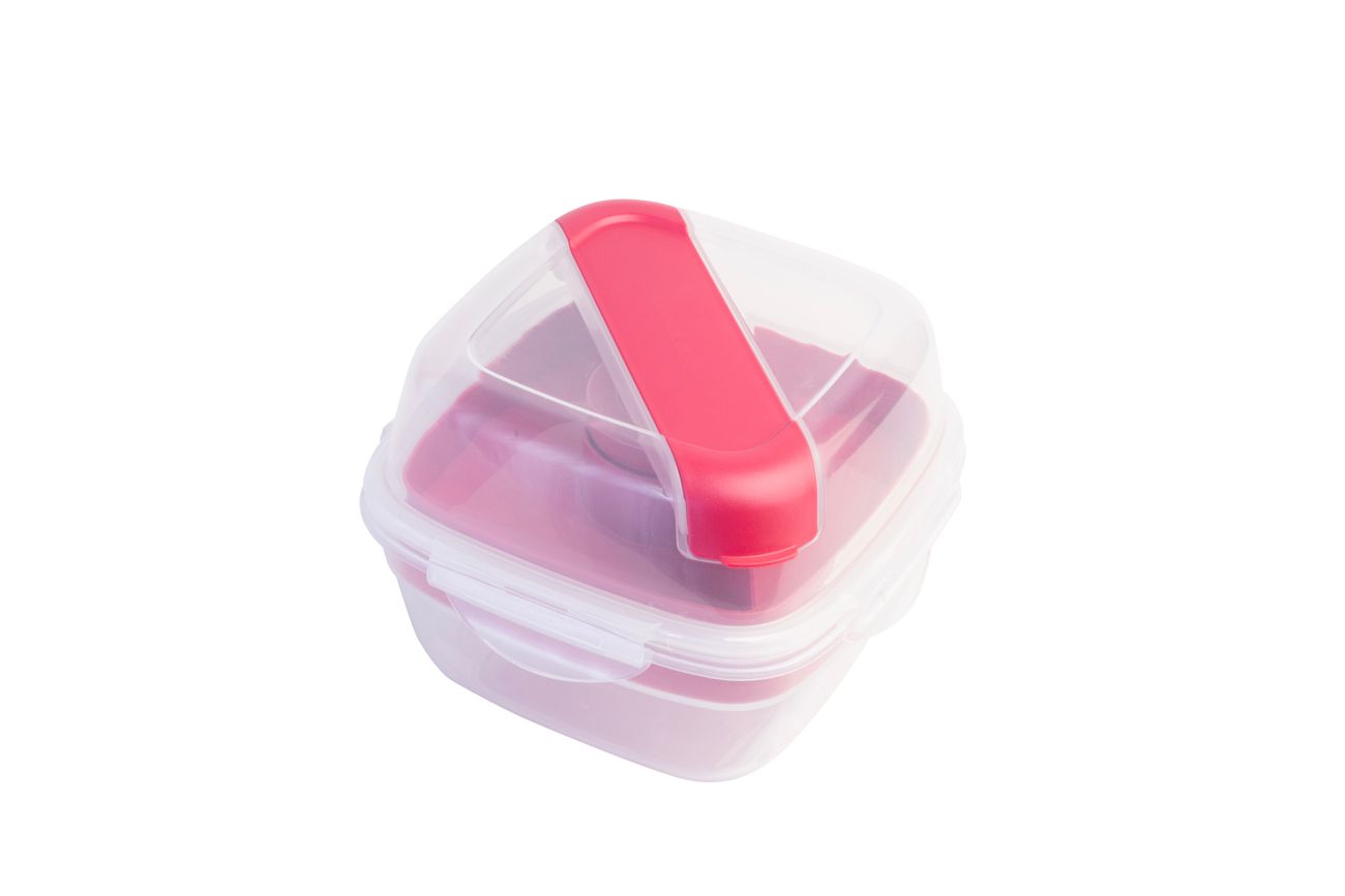 LocknLock To-Go 2 in 1 Salad Container - Hot Pink