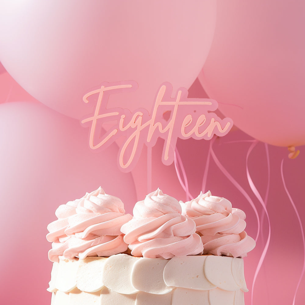 Cake & Candle Pink Opaque & Pink Layered Cake Topper 18