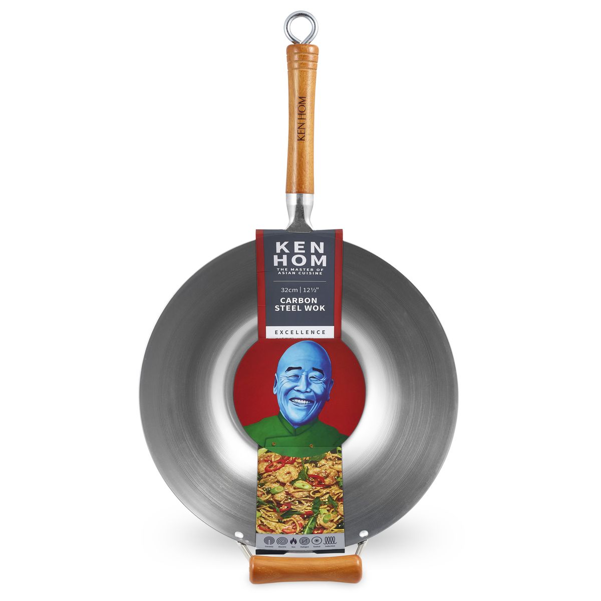 Ken Hom Excellence Carbon Steel Wok 32cm – Traditional Seasoning Wok