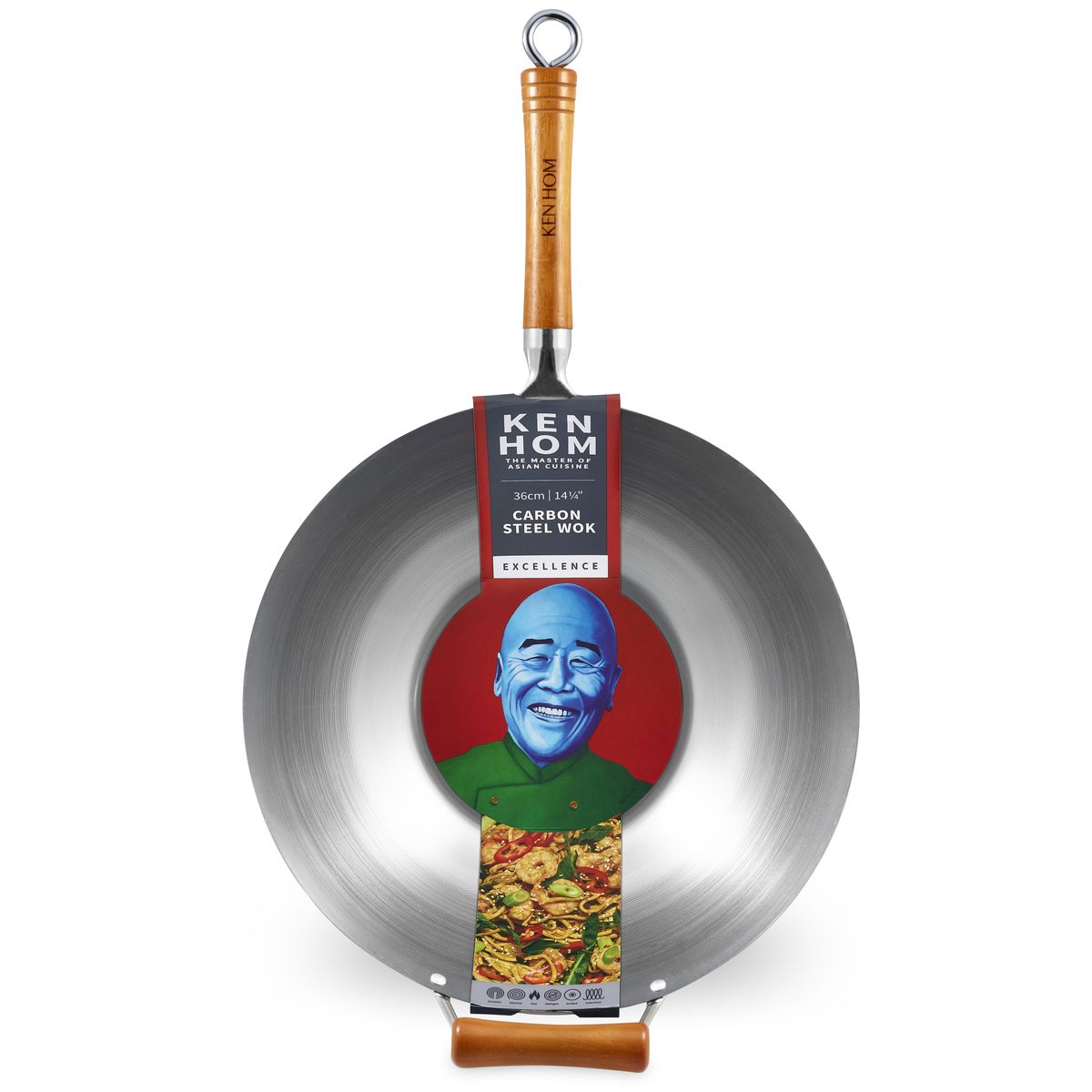 Ken Hom Excellence Carbon Steel Wok 36cm – Traditional Seasoning Wok