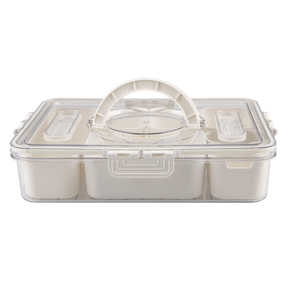 Alfresco Lane Rectangular Grazing Box with Handles & Food Picks – Cream