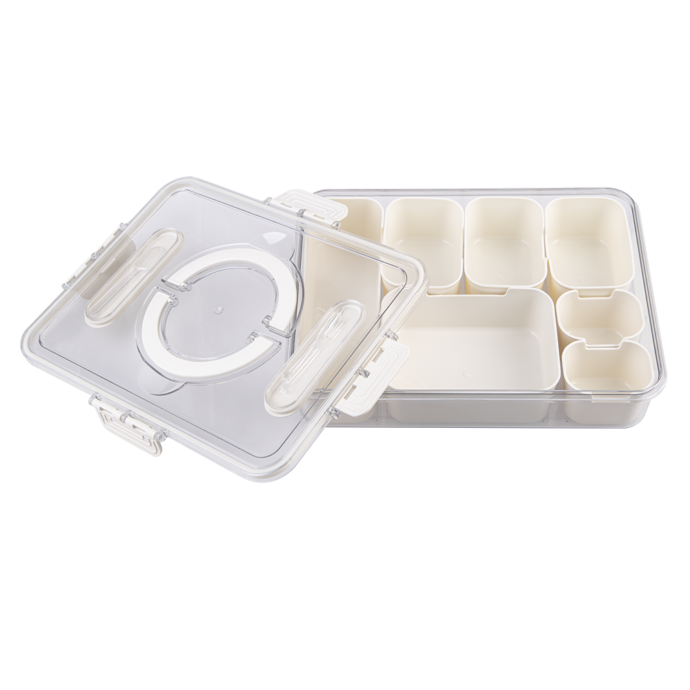 Alfresco Lane Rectangular Grazing Box with Handles & Food Picks – Cream