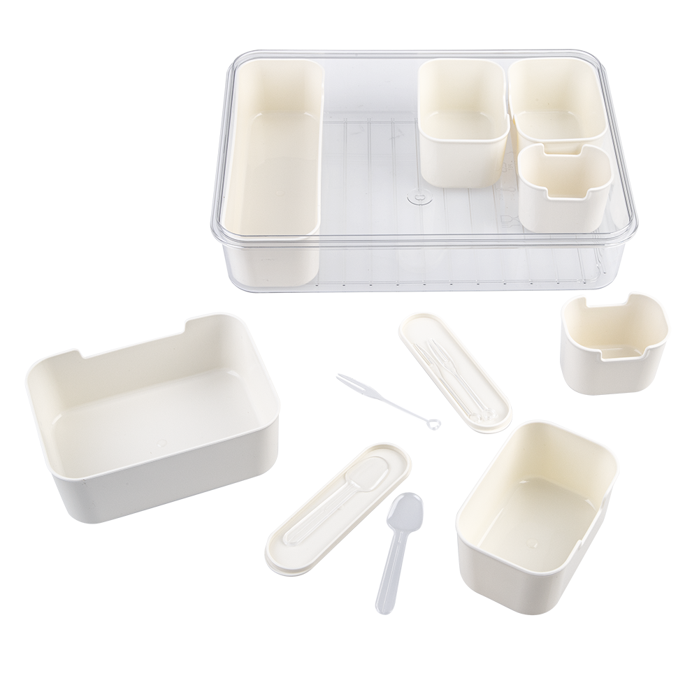 Alfresco Lane Rectangular Grazing Box with Handles & Food Picks – Cream