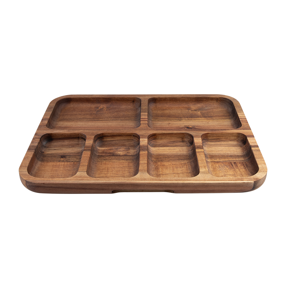 St Clare Bamboo Grazing Platter with Lid – 6 Compartments, Rectangular