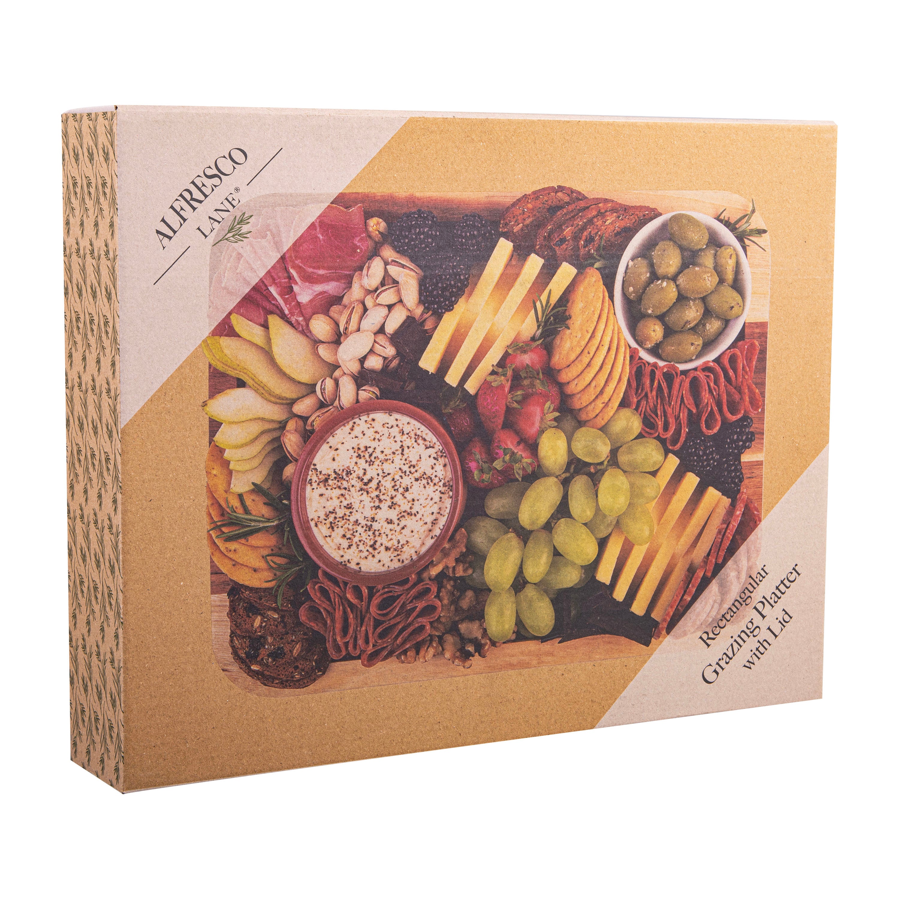 Alfresco Lane Acacia Grazing Platter with Lid 36 x 28.5cm