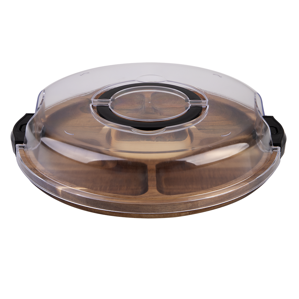 St Clare Bamboo Grazing Platter with Lid – 5 Compartments, Round