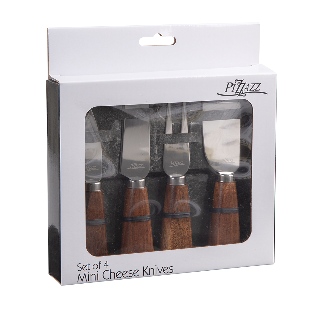 Alfresco Lane Mini Cheese Knives W/ Acacia Wood Handle Set 4