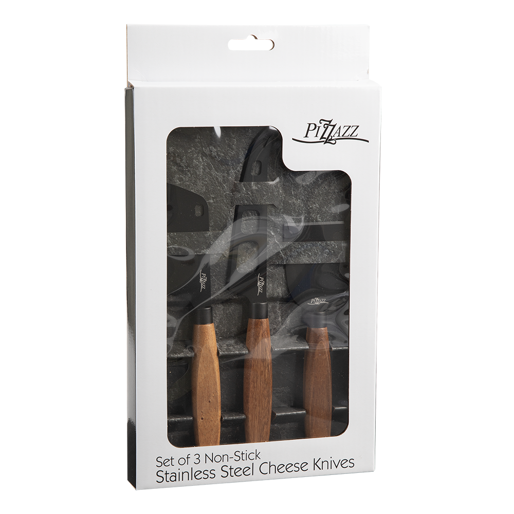 Alfresco Lane Non-Stick Stainless Steel Cheese Knives W/ Acacia Wood Handle Set 3
