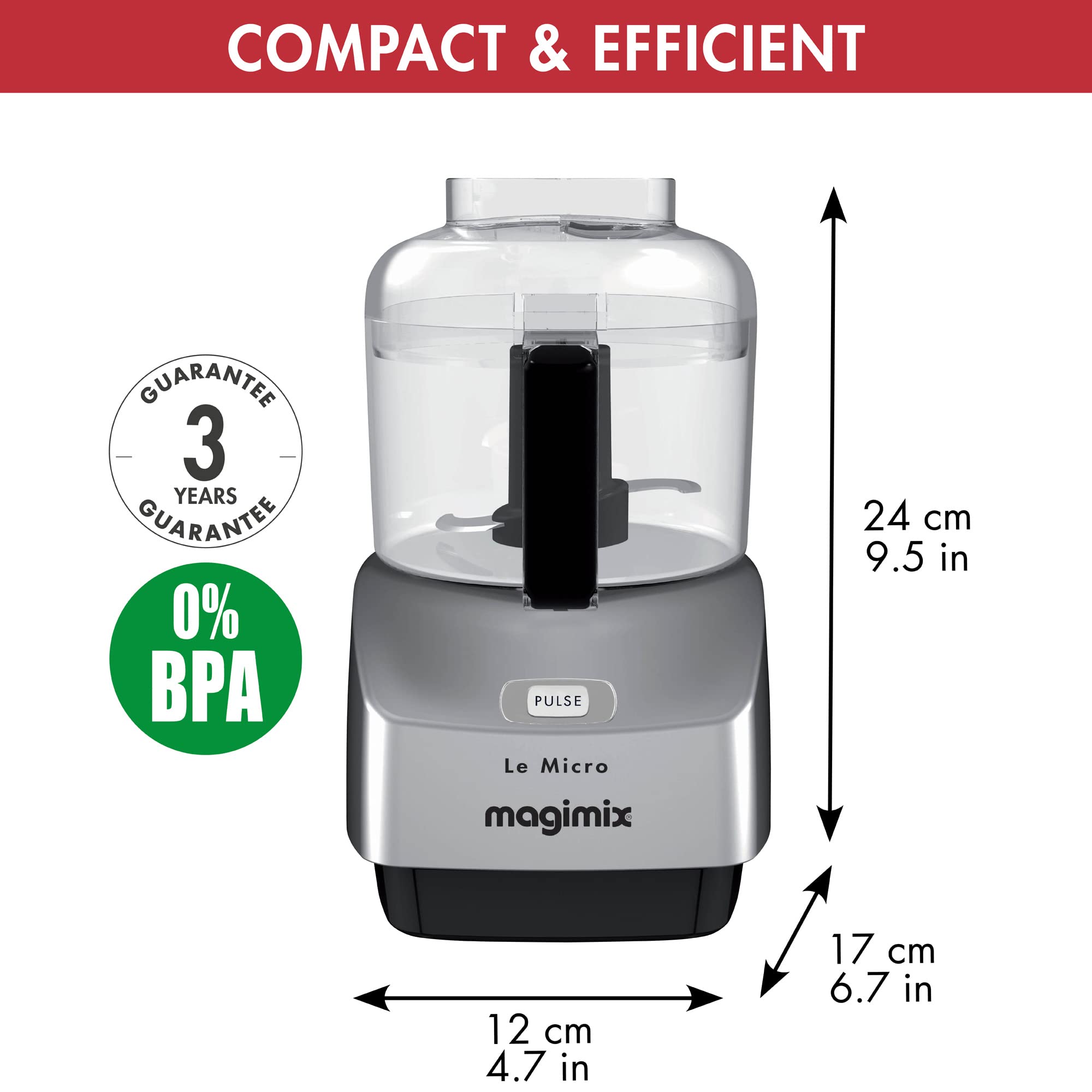 Magimix Le Micro Mini Chopper 0.8L Matt Chrome