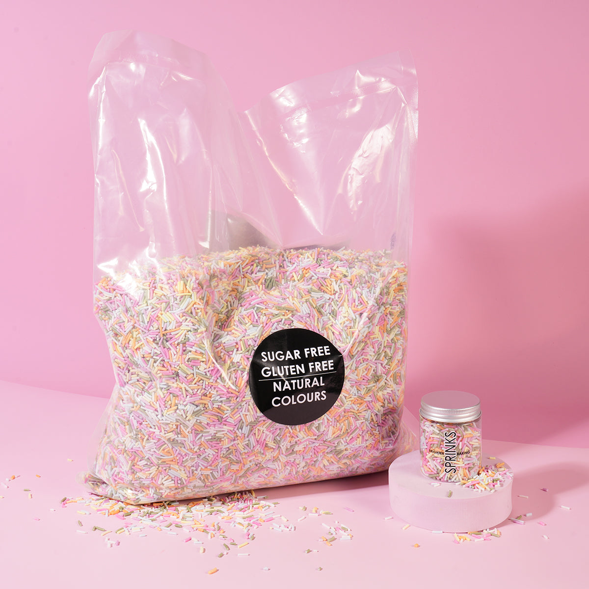 Sprinks Sugar Free Natural Coloured Jimmies Pastel Rainbow 5kg