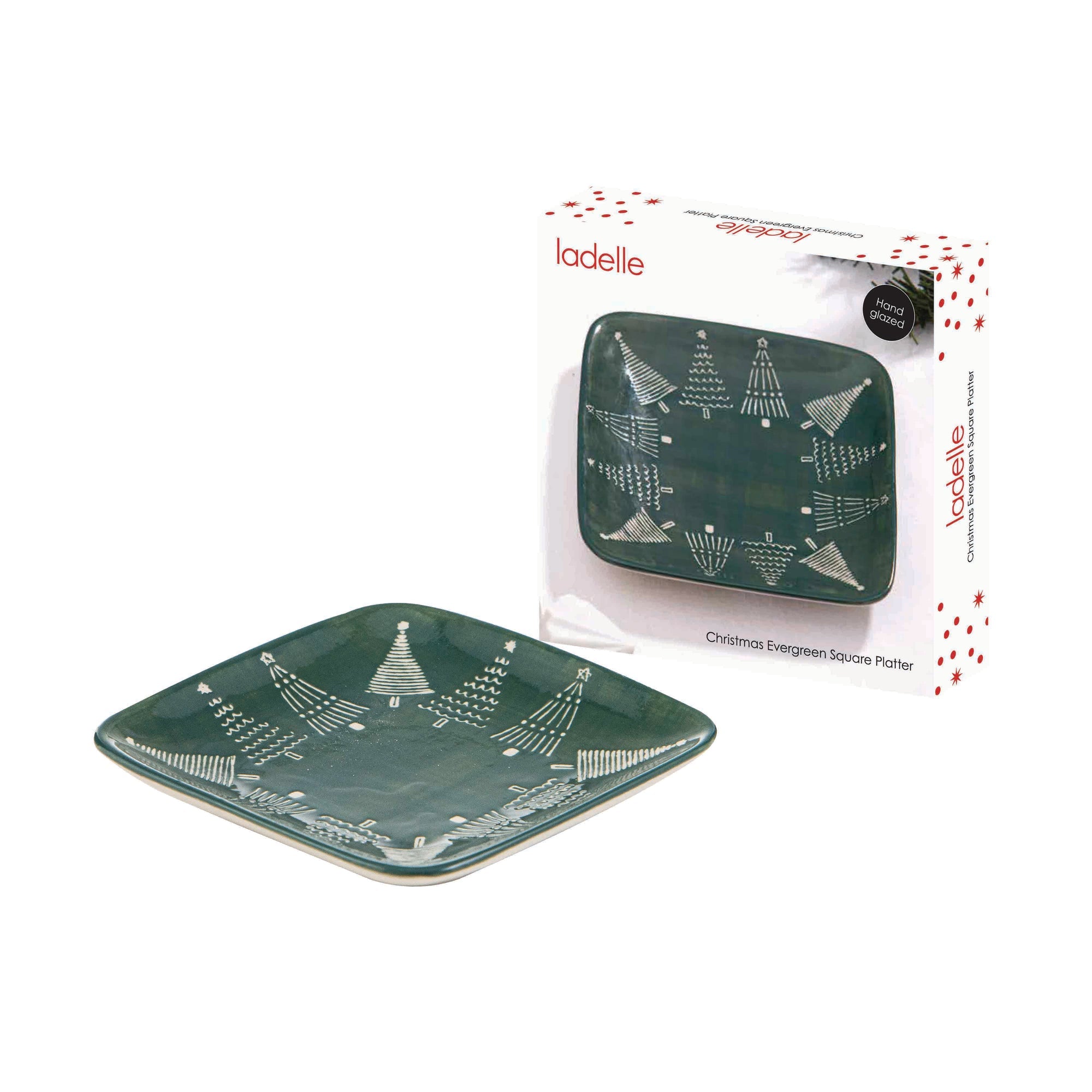 Ladelle Christmas Evergreen Square Plate