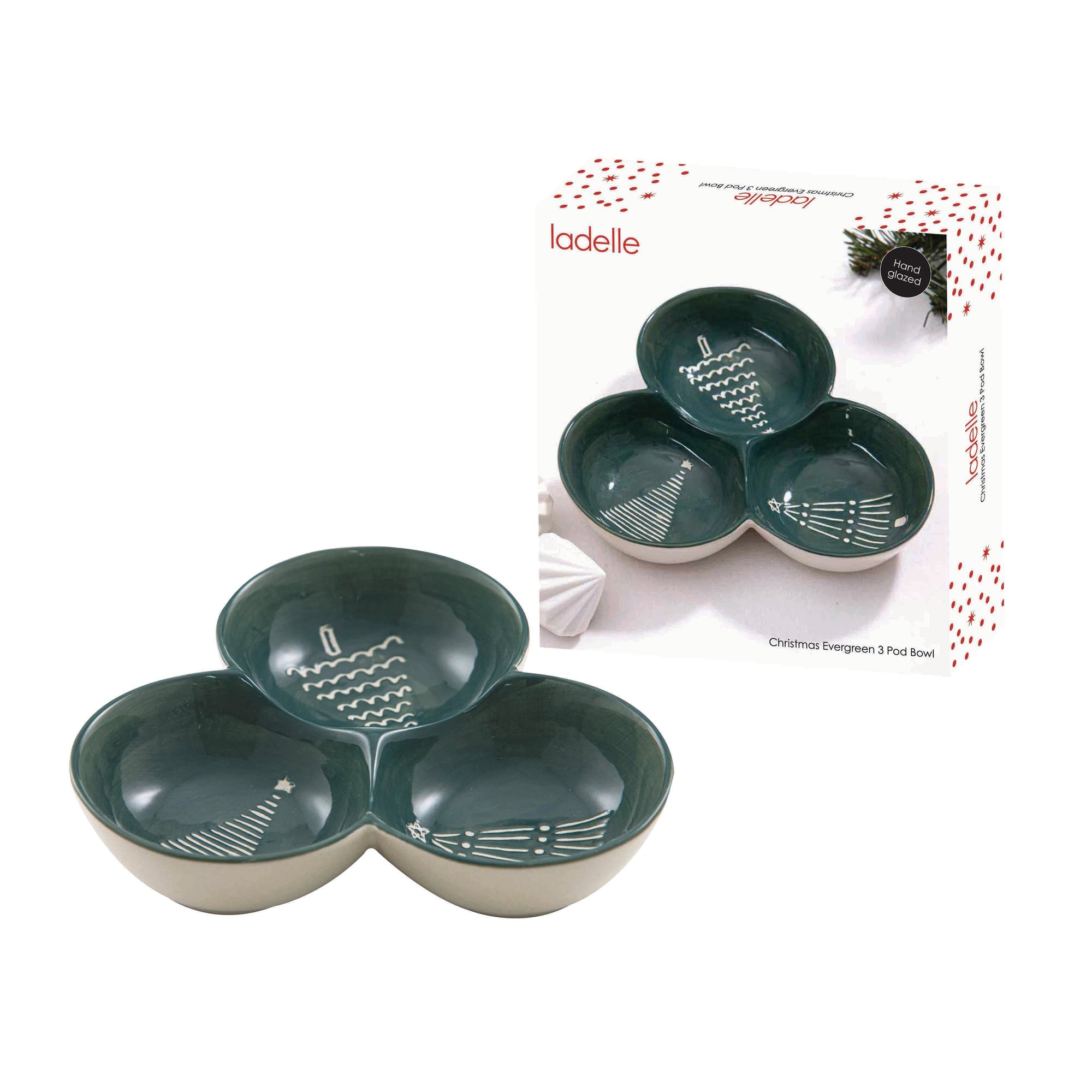 Ladelle Christmas Evergreen 3 Pod Bowl