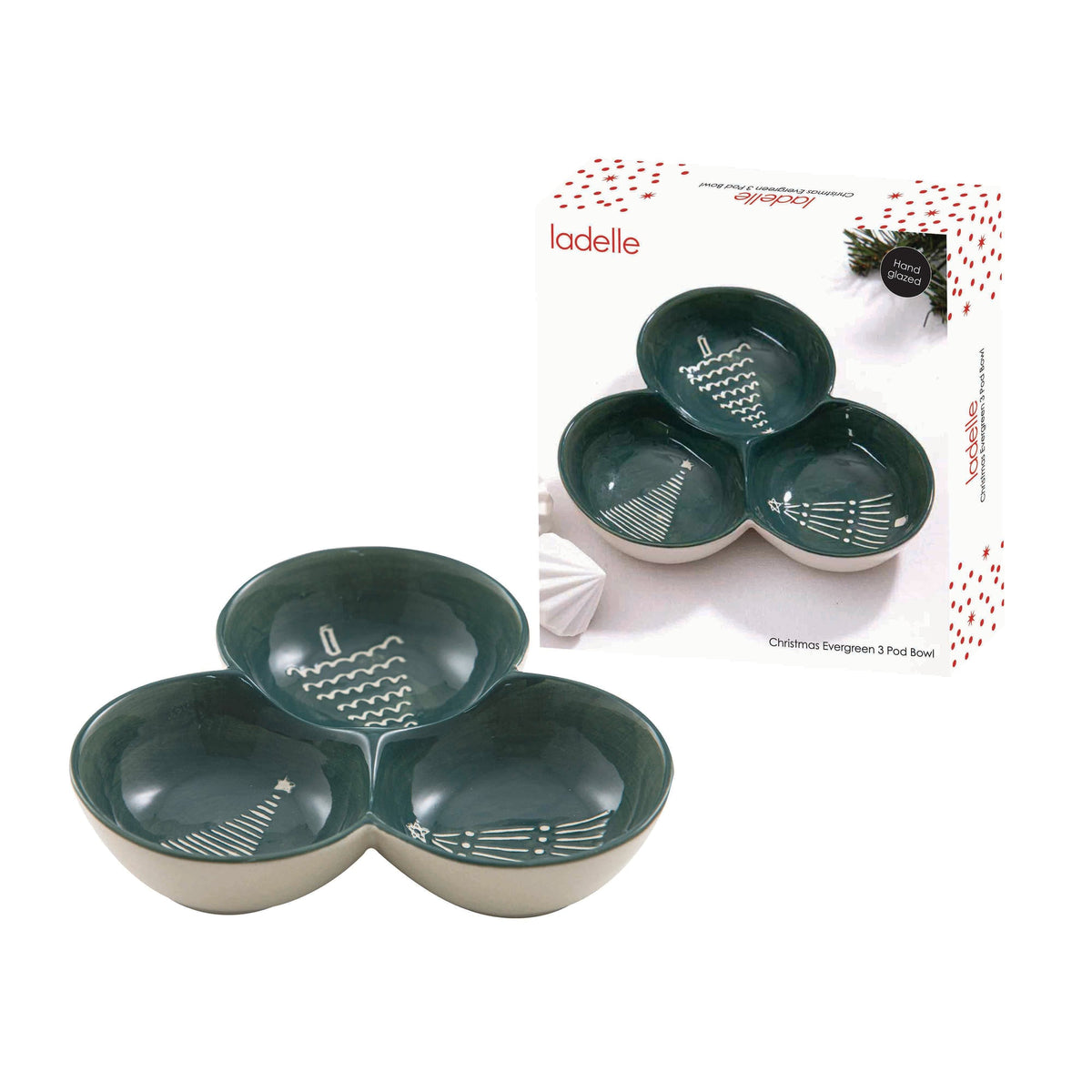Ladelle Christmas Evergreen 3 Pod Bowl