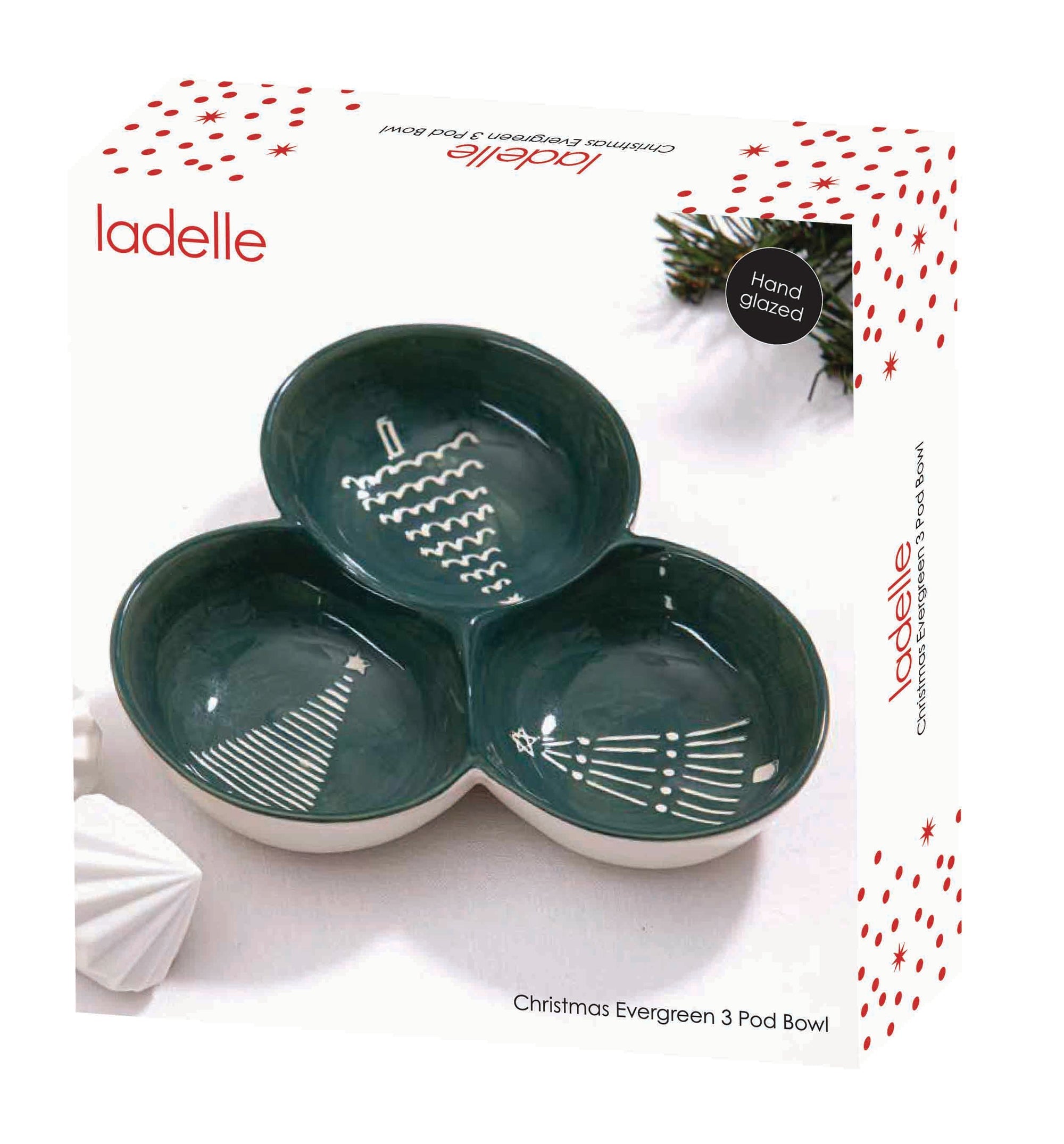 Ladelle Christmas Evergreen 3 Pod Bowl