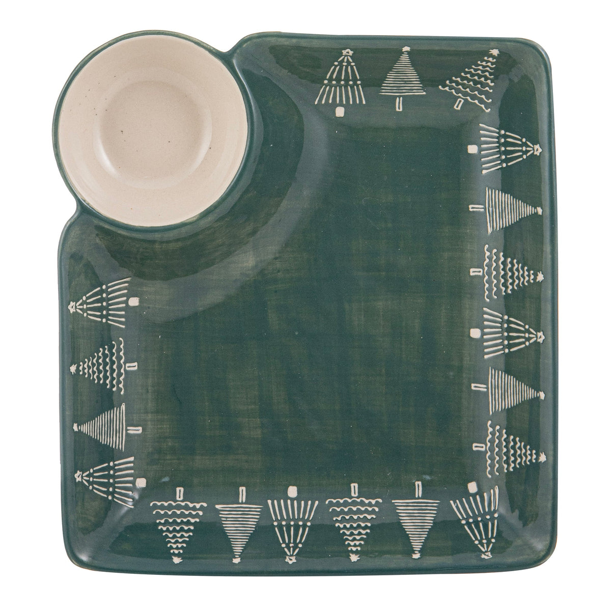 Ladelle Christmas Evergreen Chip & Dip Plate