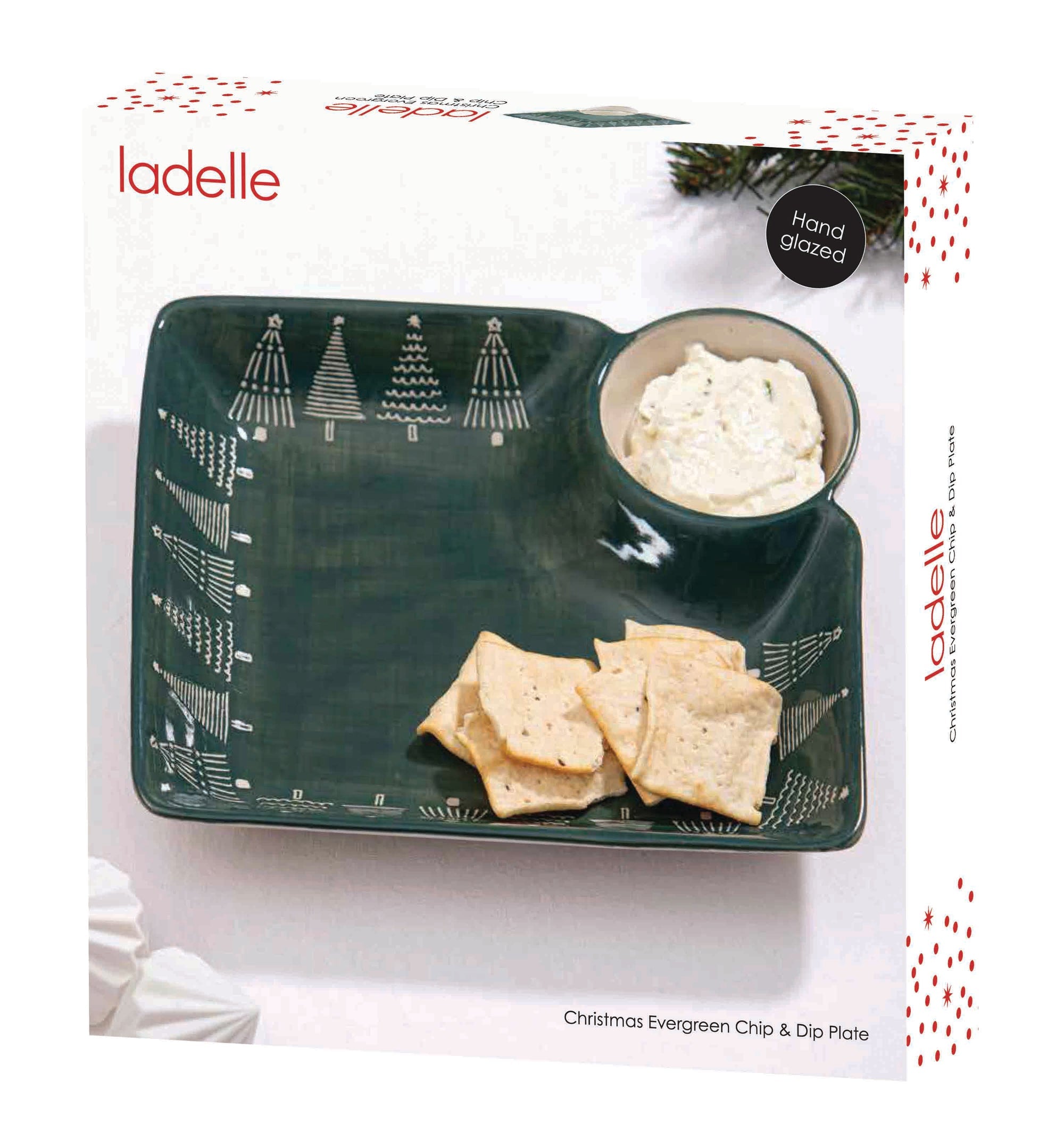 Ladelle Christmas Evergreen Chip & Dip Plate