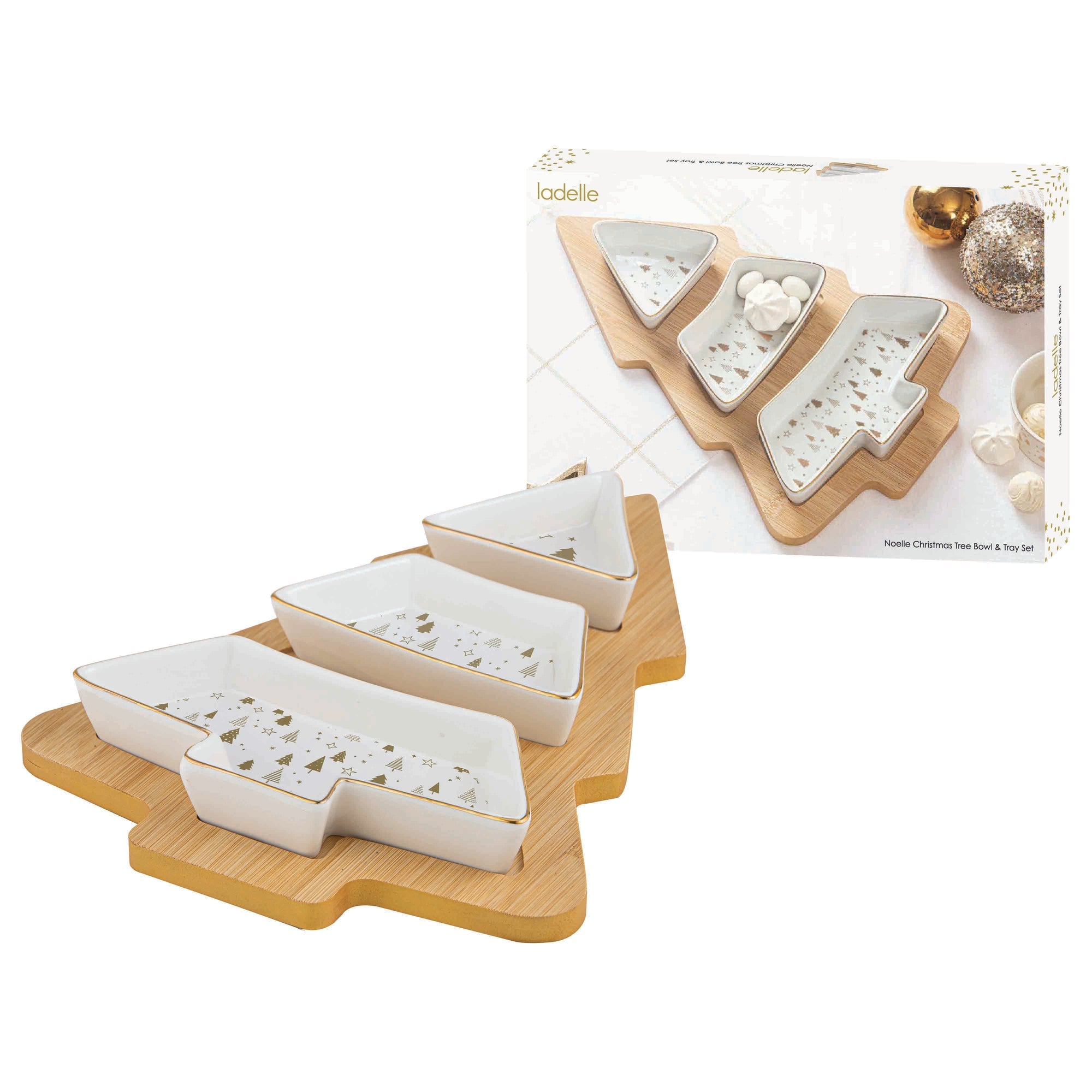 Ladelle Noelle Christmas Tree Bowl & Tray Set