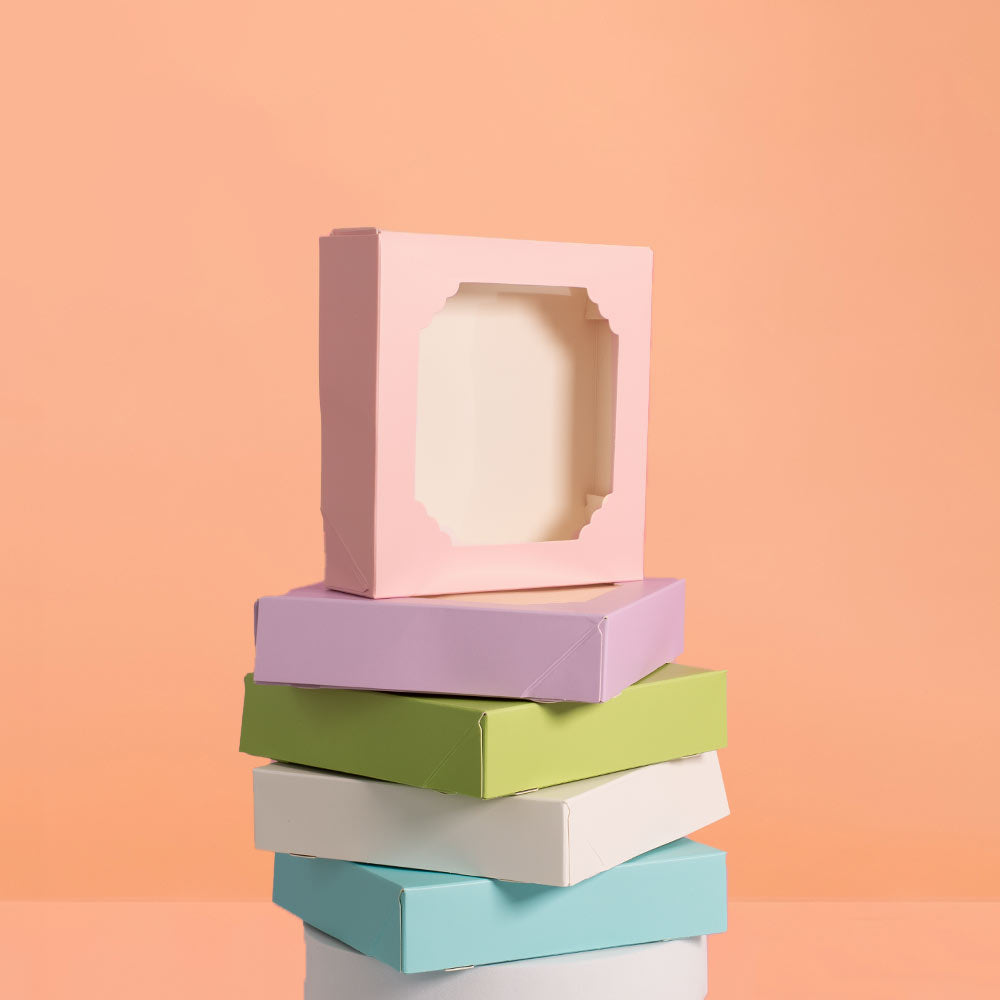 Papyrus Scalloped Medium Treat Box Mixed Colours 5 Pack