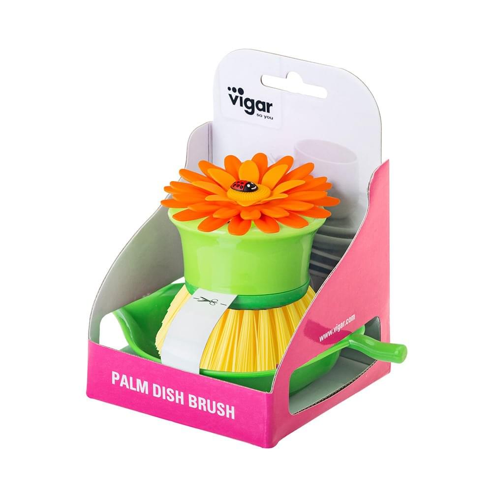 Vigar Flower Power Palm Dish Brush With Holder