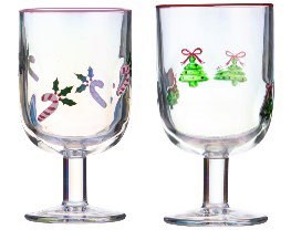 Ladelle Fa La La Mixed 16 Candy Cane & Tree Wine Glass