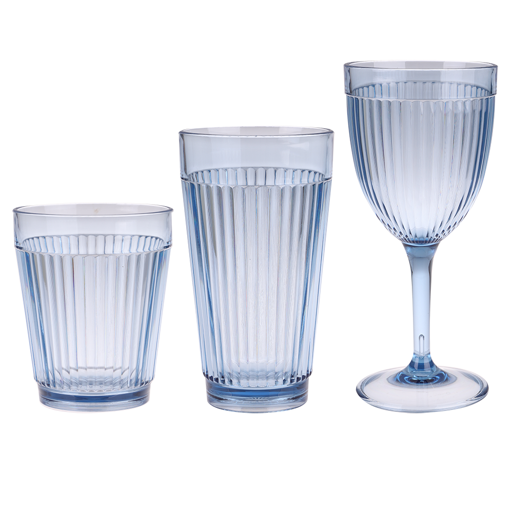 Pizzazz "Ripple" Acrylic Double Old Fashion 415ml - Blue