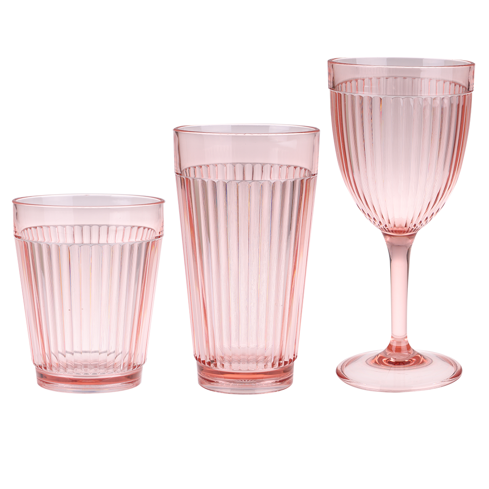 Pizzazz "Ripple" Acrylic High Ball Tumbler 450ml - Pink