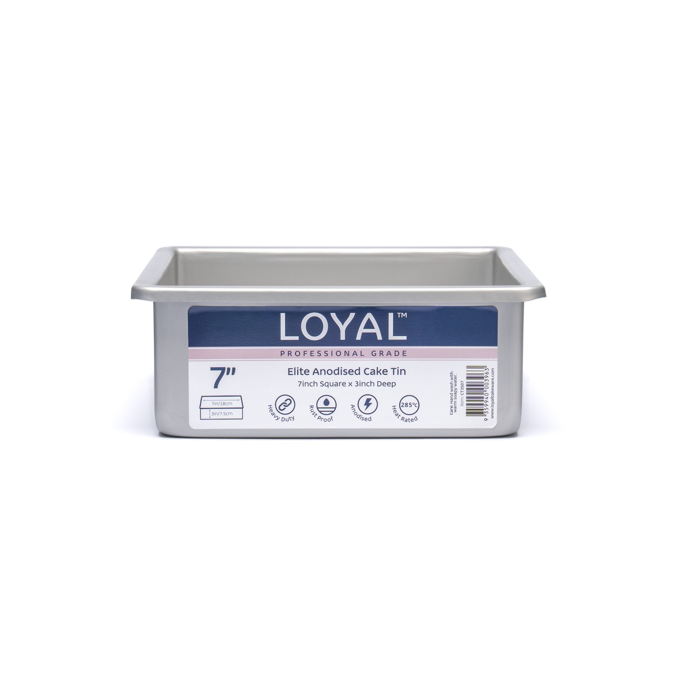 LOYAL Elite Anodised Square Cake Tin 7 Inch