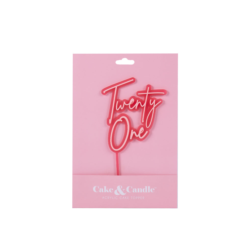 Cake & Candle Pink Opaque & Pink Layered Cake Topper 21