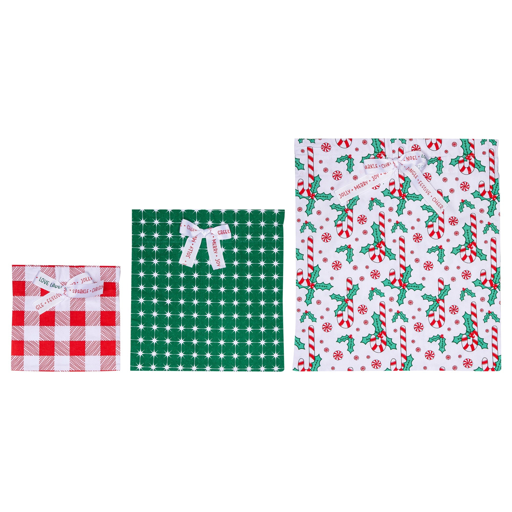 Ladelle Jingle 3pk Reusable Gift Bags